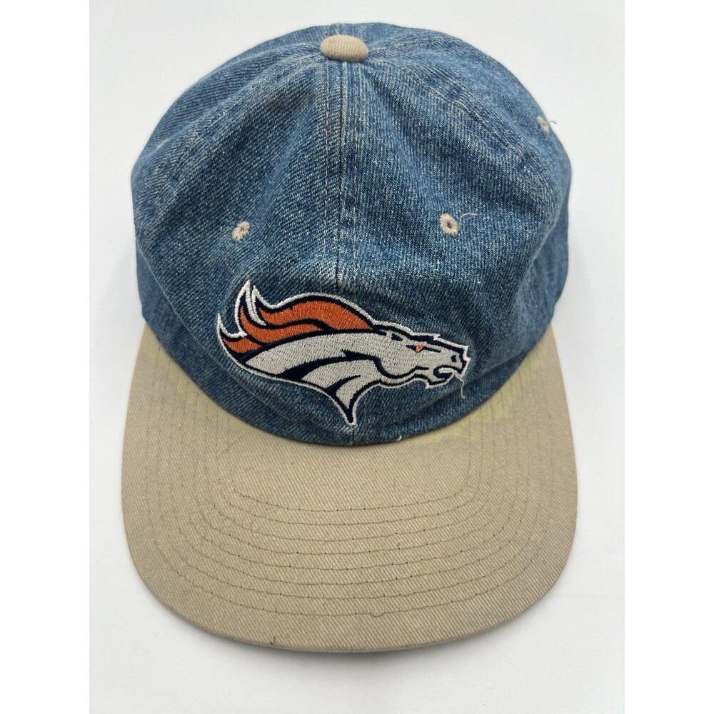 Vintage 90's Denver Broncos Denim strap back Hat Lee Sport NFL licensed